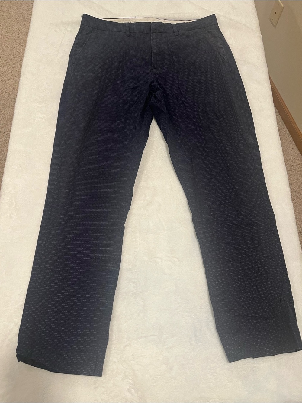 J. Crew Slim Bedford Pants - Navy Blue Pin Dot Chinos - Size 33x32